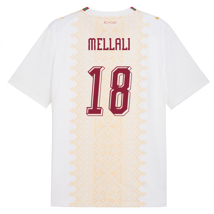 ילדים כדורגל מָרוֹקוֹ Hicham Mellali #18 לבן זהב אדום הרחק ג'רזי 26-28