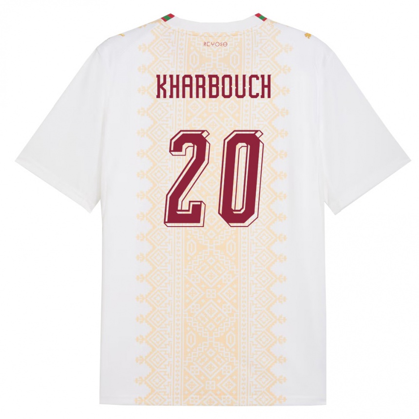 ילדים כדורגל מָרוֹקוֹ Yahya Kharbouch #20 לבן זהב אדום הרחק ג'רזי 26-28