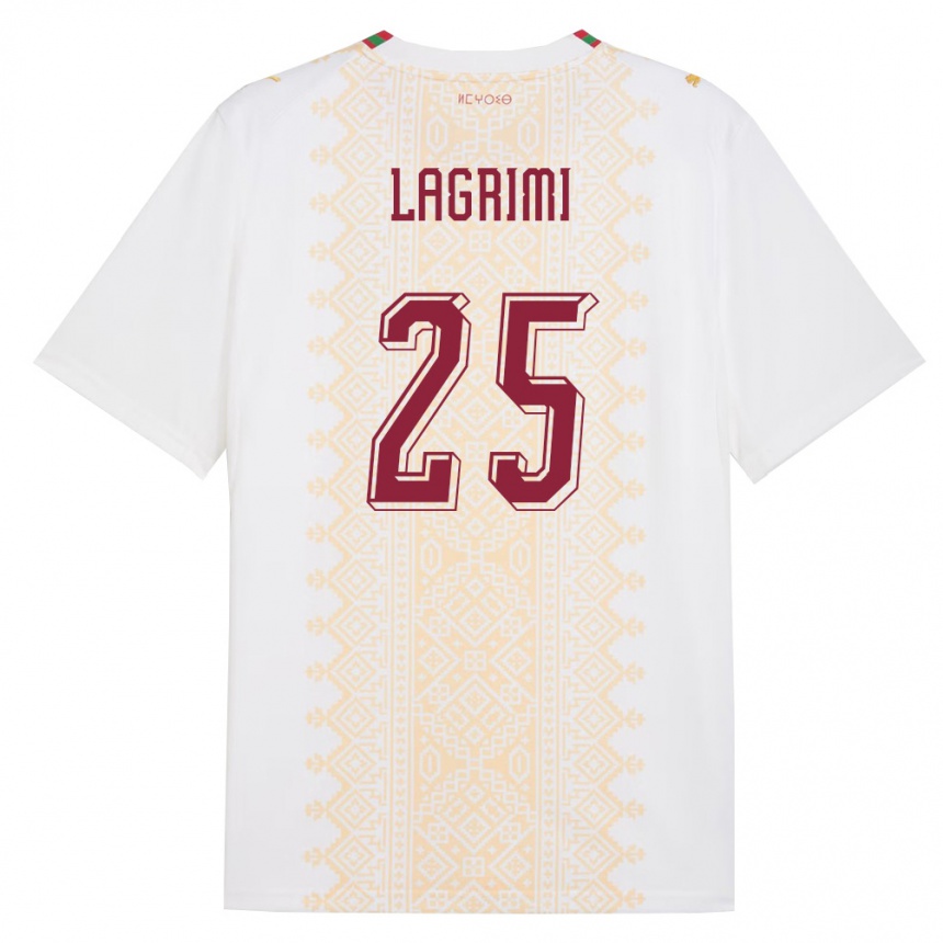 ילדים כדורגל מָרוֹקוֹ Ilyass Lagrimi #25 לבן זהב אדום הרחק ג'רזי 26-28