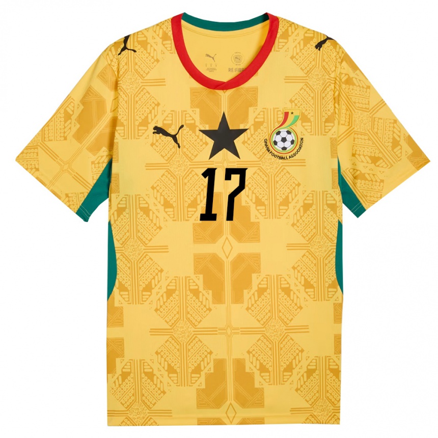 ילדים כדורגל גאנה מוסטפא יאקובו #17 צהוב אדום שחור הרחק ג'רזי 26-28 ילדים כדורגל גאנה מוסטפא יאקובו #17 צהוב אדום שחור הרחק ג'רזי 26-28