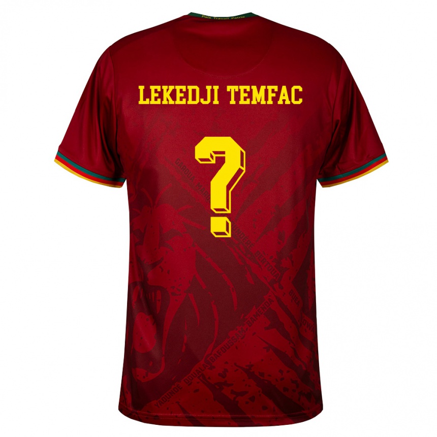 ילדים כדורגל קמרון Miguel Lekedji Temfac #0 אדום עמוק ירוק צהוב הרחק ג'רזי 26-28