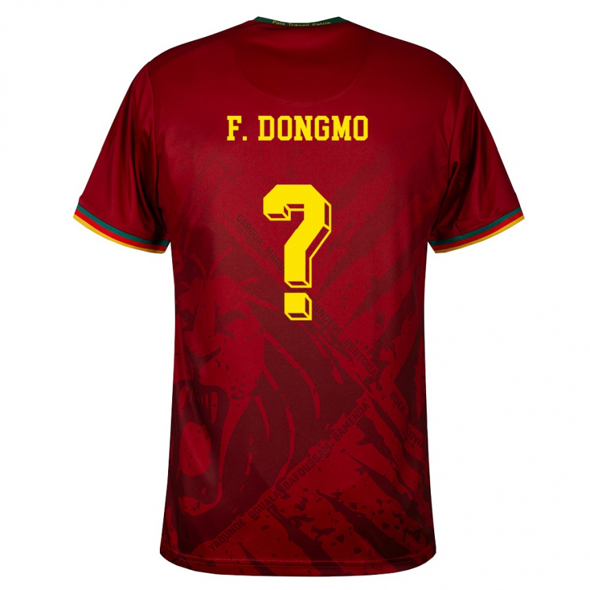 ילדים כדורגל קמרון Fabien Dongmo #0 אדום עמוק ירוק צהוב הרחק ג'רזי 26-28