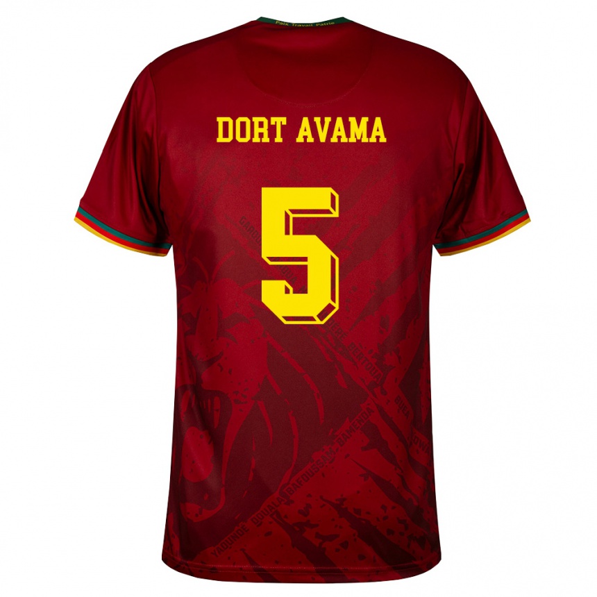 ילדים כדורגל קמרון Dieu Ne Dort Avama #5 אדום עמוק ירוק צהוב הרחק ג'רזי 26-28