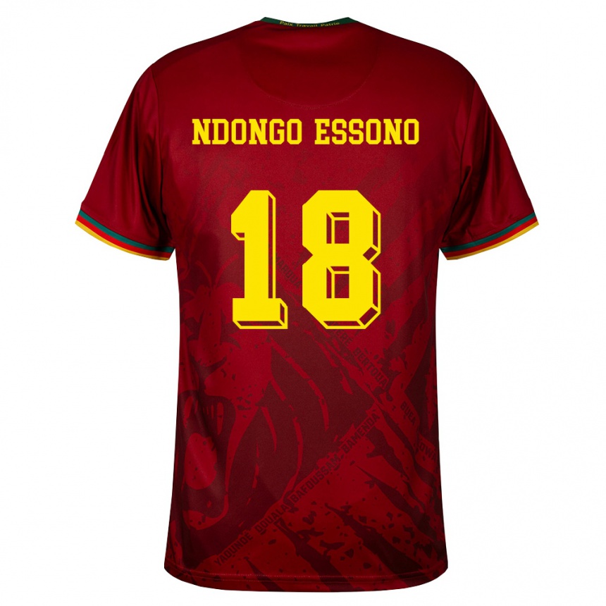 ילדים כדורגל קמרון Rodrigue Dipanda Ndongo Essono #18 אדום עמוק ירוק צהוב הרחק ג'רזי 26-28