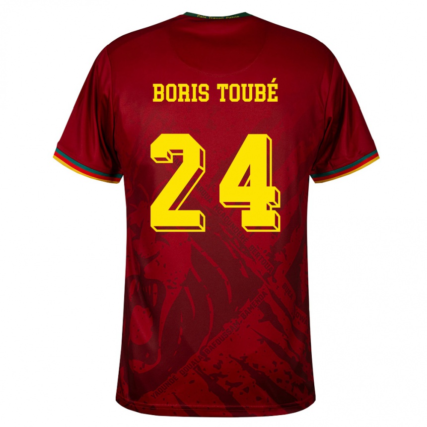 ילדים כדורגל קמרון Godefroy Christopher Boris Toubé #24 אדום עמוק ירוק צהוב הרחק ג'רזי 26-28