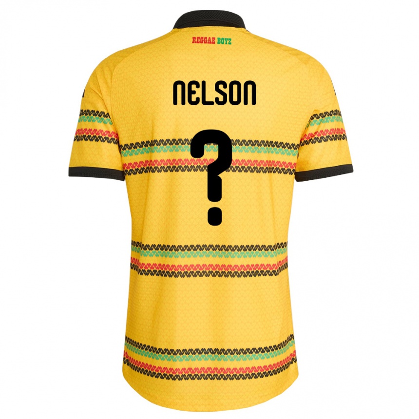 גברים כדורגל ג'מייקה Shanhaine Nelson #0 צהוב שחור ירוק ג'רזי ביתית 26-28