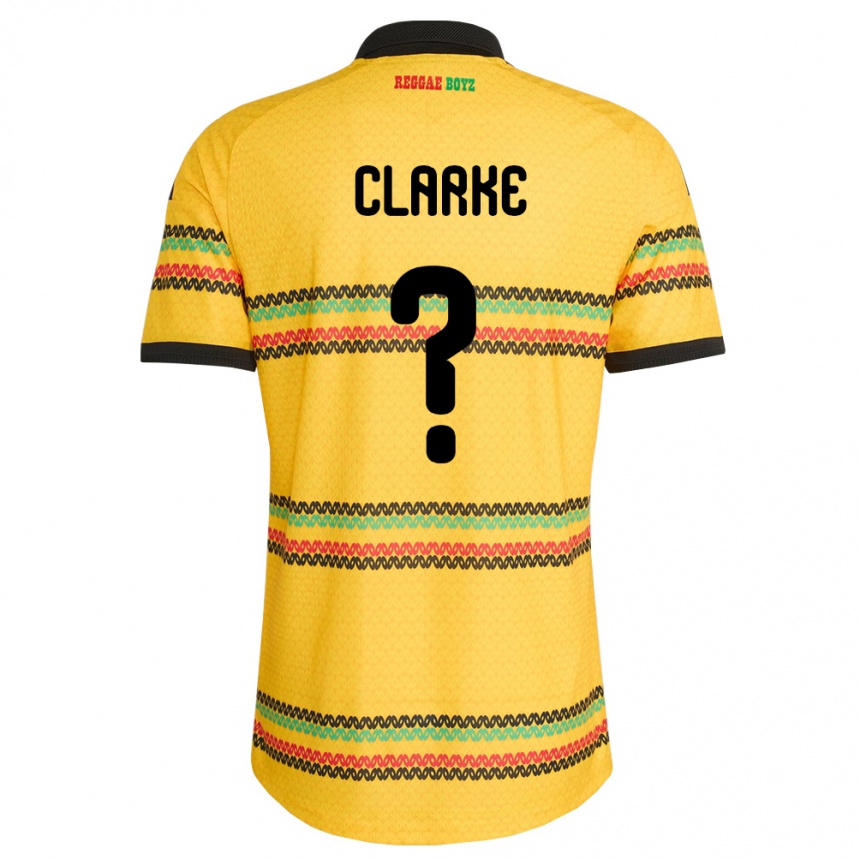 גברים כדורגל ג'מייקה Sydoney Clarke #0 צהוב שחור ירוק ג'רזי ביתית 26-28