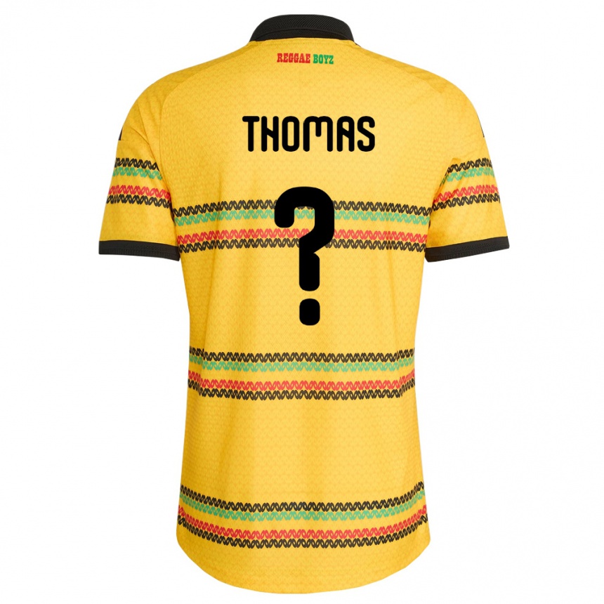 גברים כדורגל ג'מייקה Kersha Thomas #0 צהוב שחור ירוק ג'רזי ביתית 26-28