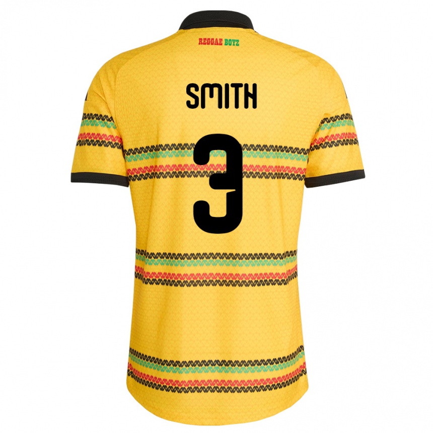 גברים כדורגל ג'מייקה Kieran Smith #3 צהוב שחור ירוק ג'רזי ביתית 26-28