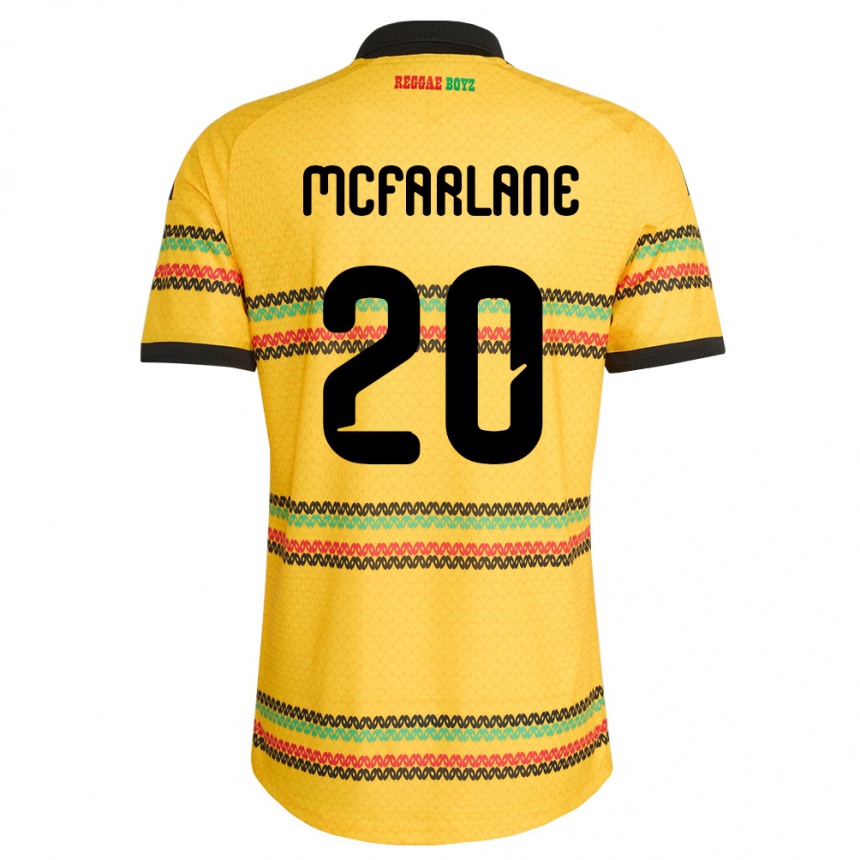 גברים כדורגל ג'מייקה Ayden Mcfarlane #20 צהוב שחור ירוק ג'רזי ביתית 26-28