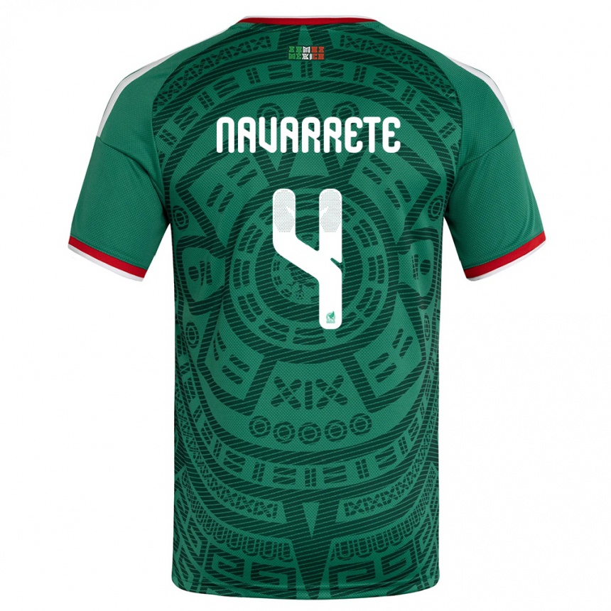 גברים כדורגל מקסיקו Luis Navarrete #4 ירוק לבן אדום ג'רזי ביתית 26-28