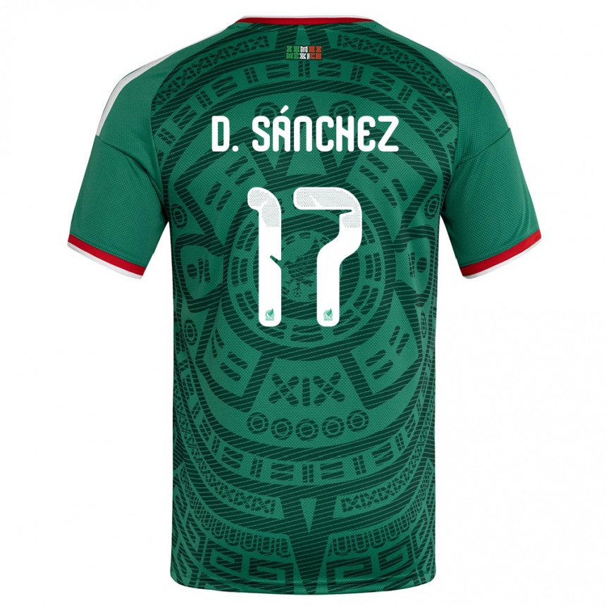גברים כדורגל מקסיקו Diego Sánchez #17 ירוק לבן אדום ג'רזי ביתית 26-28