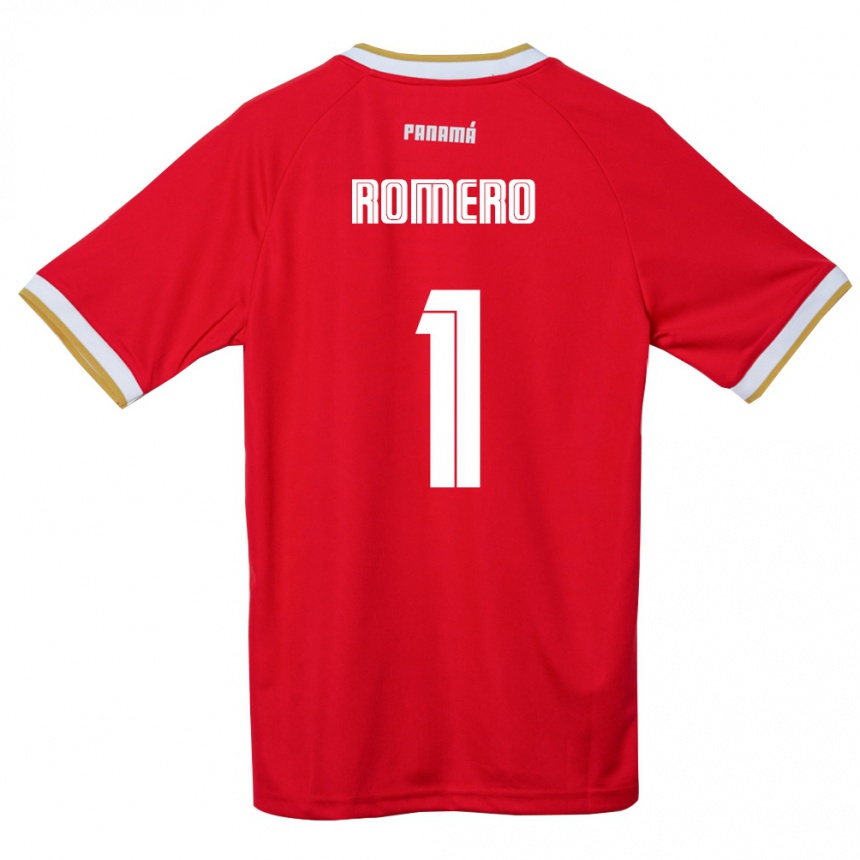 גברים כדורגל פנמה Manuel Romero #1 אדום חום לבן ג'רזי ביתית 26-28