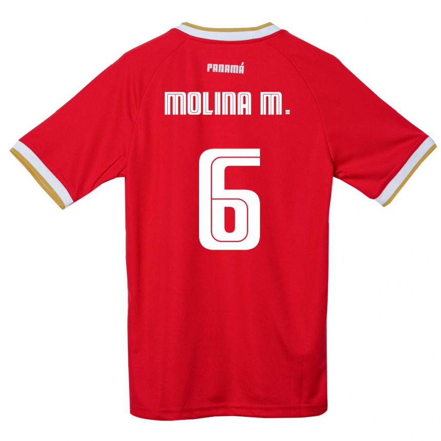 גברים כדורגל פנמה Mariana Molina #6 אדום חום לבן ג'רזי ביתית 26-28