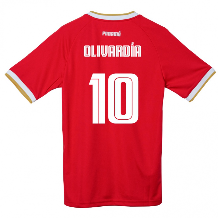 גברים כדורגל פנמה Adrián Olivardía #10 אדום חום לבן ג'רזי ביתית 26-28