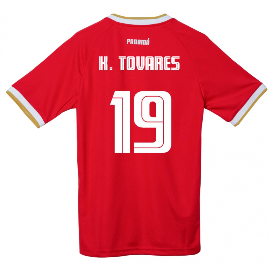 גברים כדורגל פנמה Kahir Tovares #19 אדום חום לבן ג'רזי ביתית 26-28