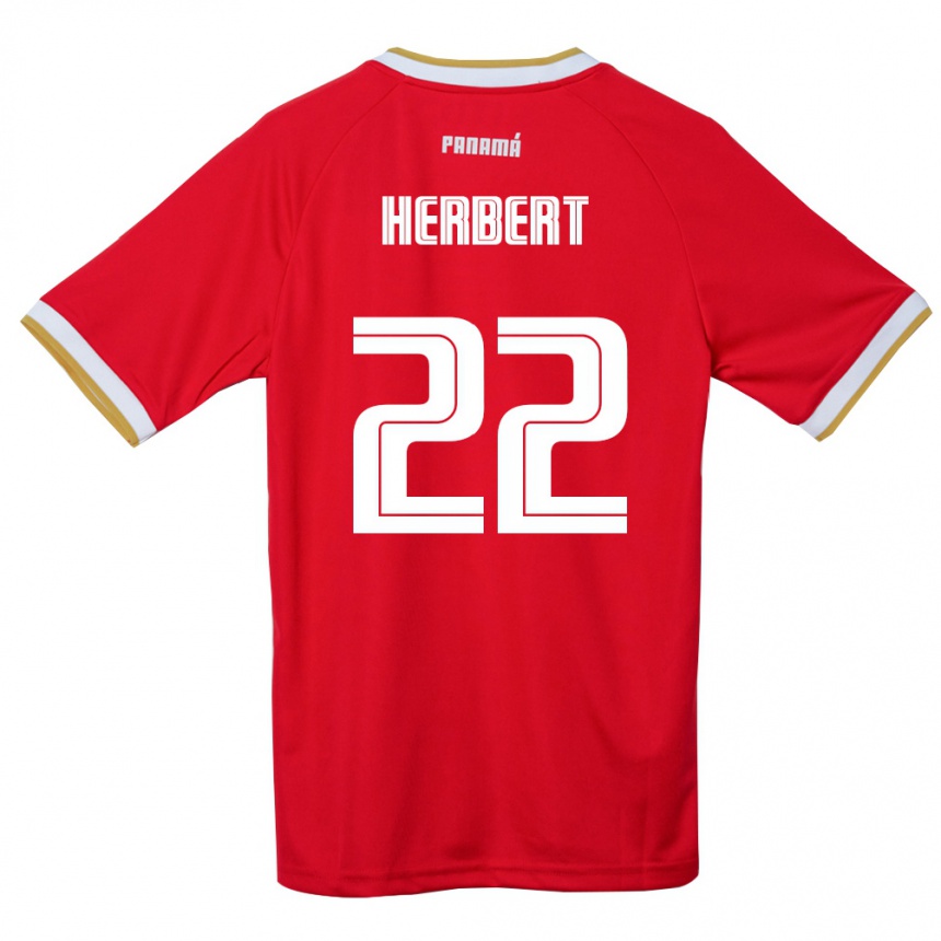 גברים כדורגל פנמה Antony Herbert #22 אדום חום לבן ג'רזי ביתית 26-28