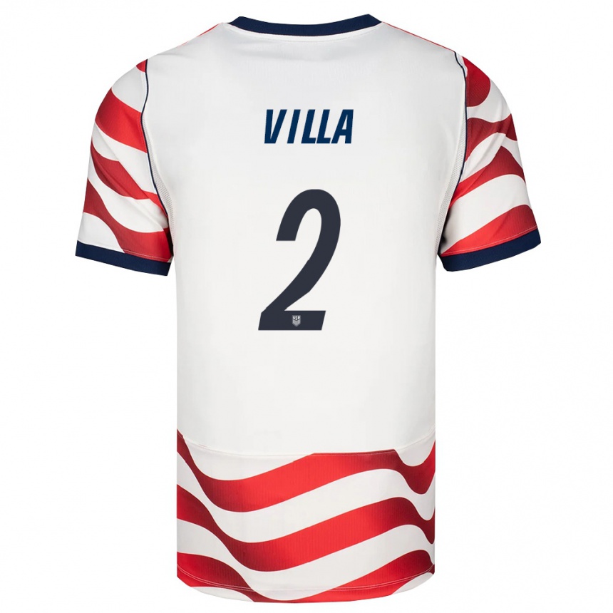 גברים כדורגל ארצות הברית Gio Villa #2 אדום לבן שחור ג'רזי ביתית 26-28