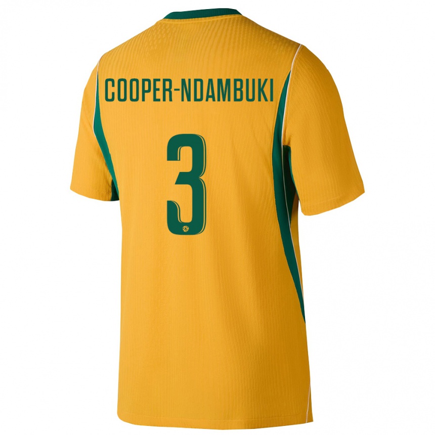 גברים כדורגל אוֹסטְרַלִיָה Deklan Cooper-Ndambuki #3 צהוב ירוק ג'רזי ביתית 26-28