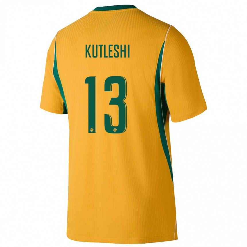גברים כדורגל אוֹסטְרַלִיָה Besian Kutleshi #13 צהוב ירוק ג'רזי ביתית 26-28