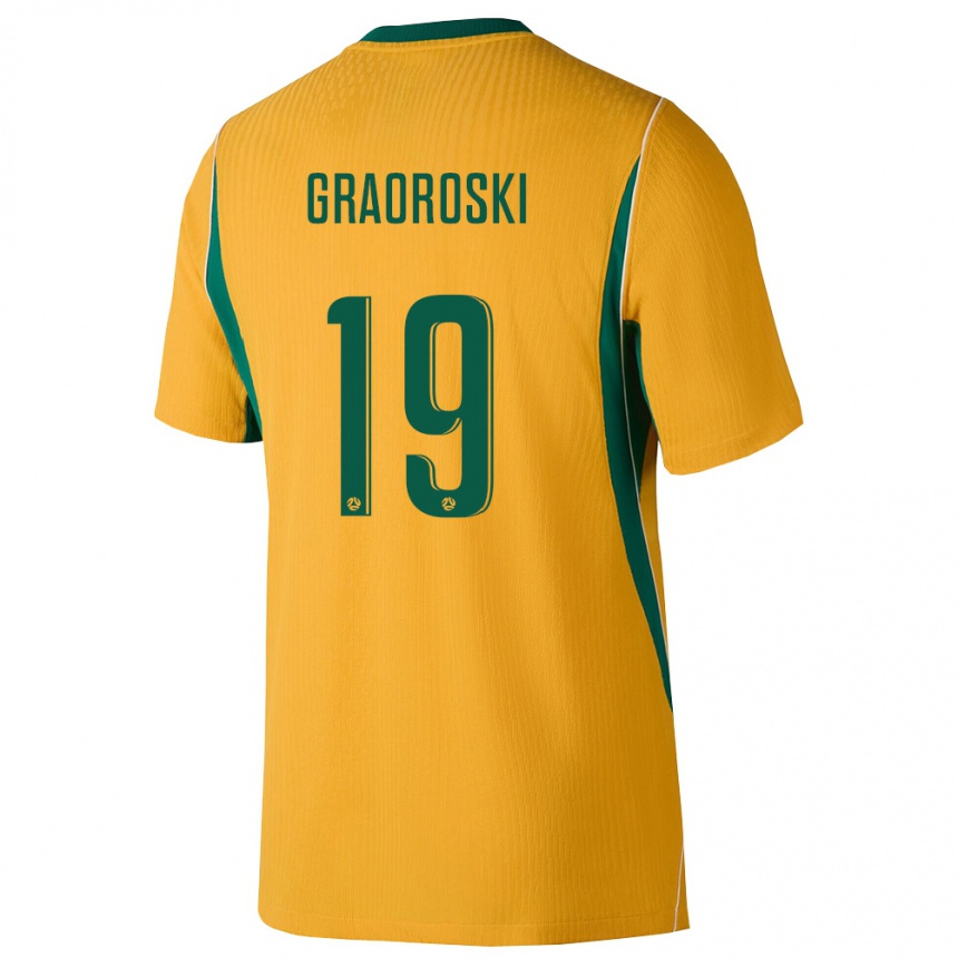גברים כדורגל אוֹסטְרַלִיָה Jordan Graoroski #19 צהוב ירוק ג'רזי ביתית 26-28