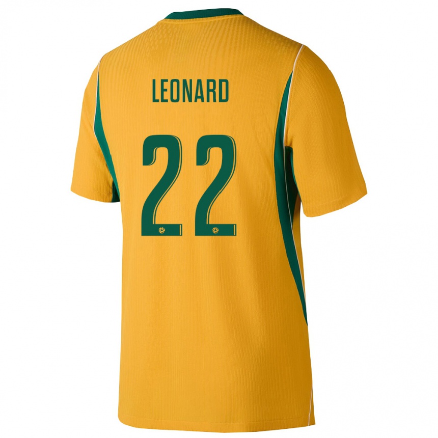 גברים כדורגל אוֹסטְרַלִיָה Dylan Leonard #22 צהוב ירוק ג'רזי ביתית 26-28