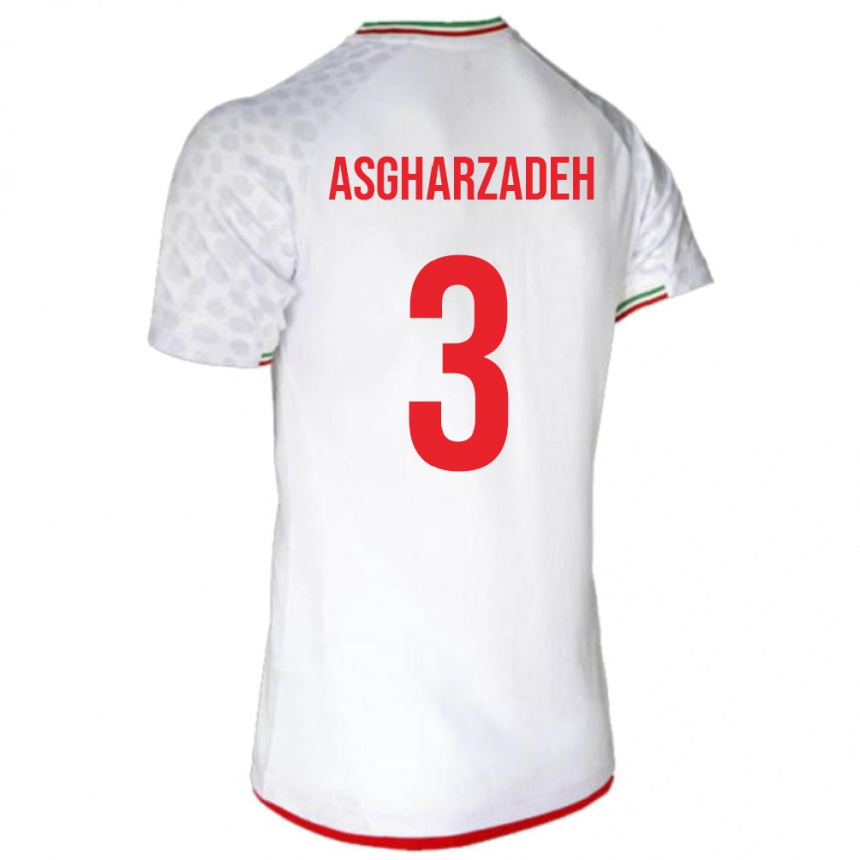 גברים כדורגל איראן Ali Asgharzadeh #3 לבן אדום ג'רזי ביתית 26-28
