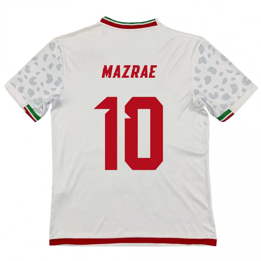 גברים כדורגל איראן Yousef Mazrae #10 לבן אדום ג'רזי ביתית 26-28