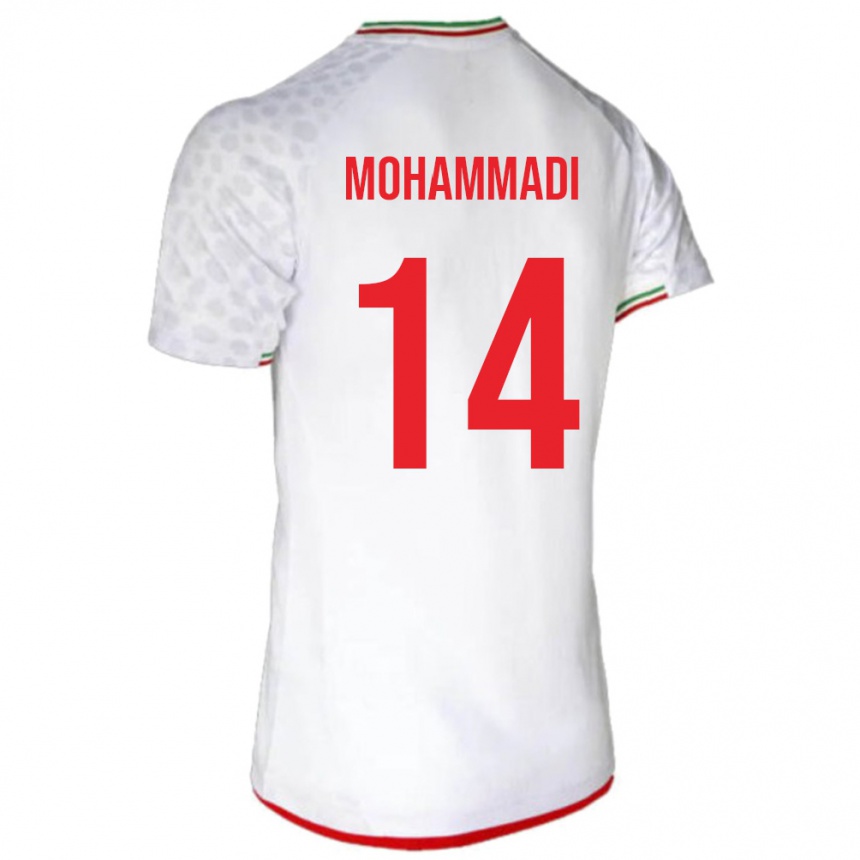 גברים כדורגל איראן Abolfazl Mohammadi #14 לבן אדום ג'רזי ביתית 26-28