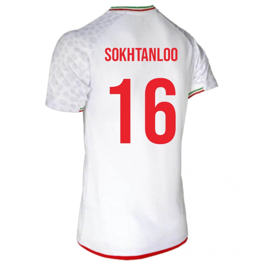 גברים כדורגל איראן Abolfazl Sokhtanloo #16 לבן אדום ג'רזי ביתית 26-28