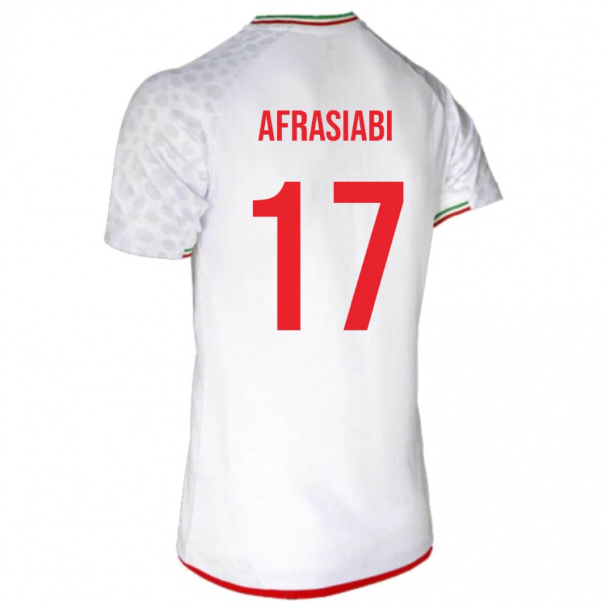 גברים כדורגל איראן Amirmohammad Afrasiabi #17 לבן אדום ג'רזי ביתית 26-28