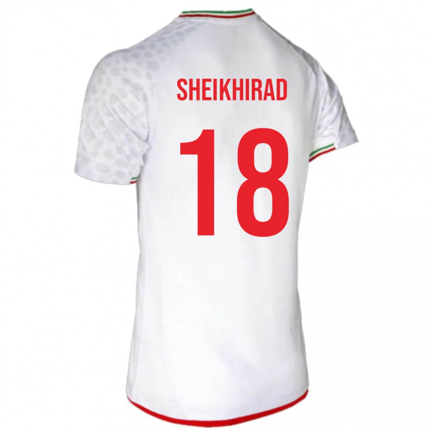 גברים כדורגל איראן Amirreza Sheikhirad #18 לבן אדום ג'רזי ביתית 26-28