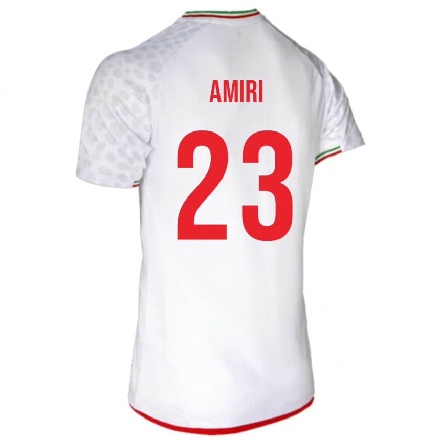 גברים כדורגל איראן Mobin Amiri #23 לבן אדום ג'רזי ביתית 26-28