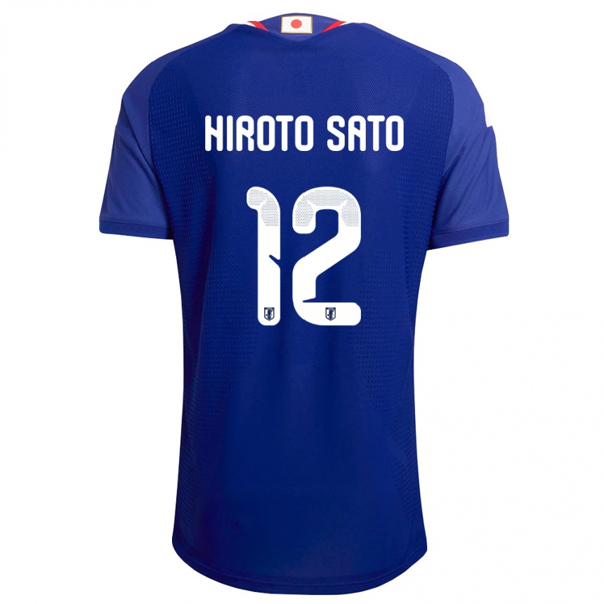גברים כדורגל יַפָּן Hiroto Sato #12 כחול לבן אדום ג'רזי ביתית 26-28