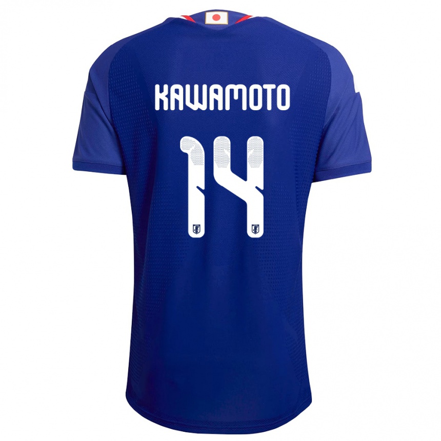 גברים כדורגל יַפָּן Daizen Kawamoto #14 כחול לבן אדום ג'רזי ביתית 26-28