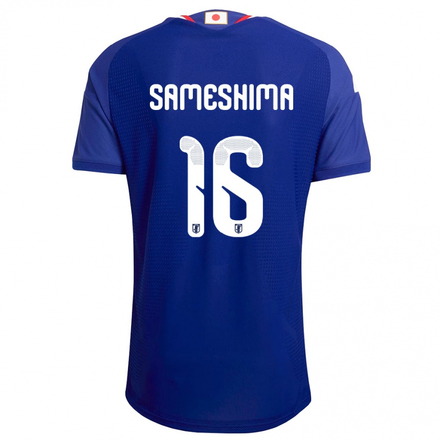 גברים כדורגל יַפָּן Atsuki Sameshima #16 כחול לבן אדום ג'רזי ביתית 26-28