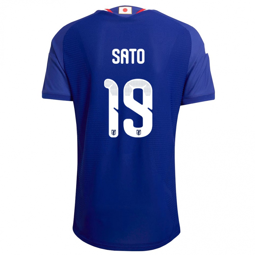 גברים כדורגל יַפָּן Raku Sato #19 כחול לבן אדום ג'רזי ביתית 26-28