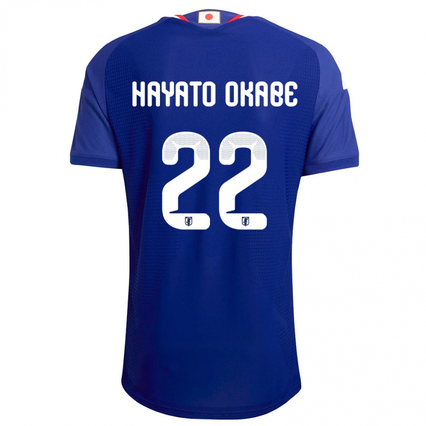 גברים כדורגל יַפָּן Tariqkani Hayato Okabe #22 כחול לבן אדום ג'רזי ביתית 26-28