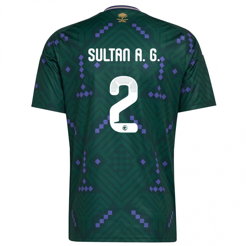 גברים כדורגל ערב הסעודית סולטן אלגנאם #2 ירוק סגול לבן ג'רזי ביתית 26-28