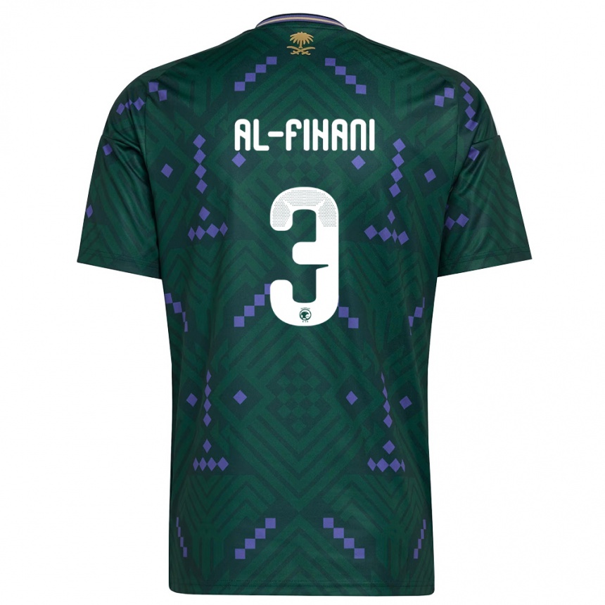 גברים כדורגל ערב הסעודית Nasser Al-Fihani #3 ירוק סגול לבן ג'רזי ביתית 26-28