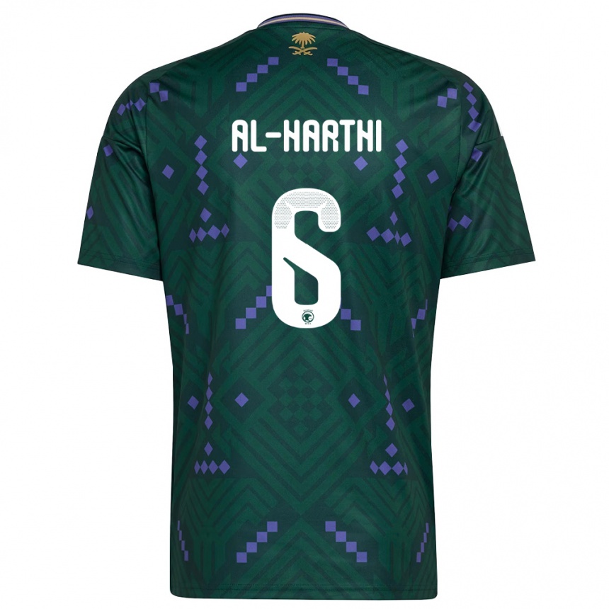 גברים כדורגל ערב הסעודית Adel Al-Harthi #6 ירוק סגול לבן ג'רזי ביתית 26-28