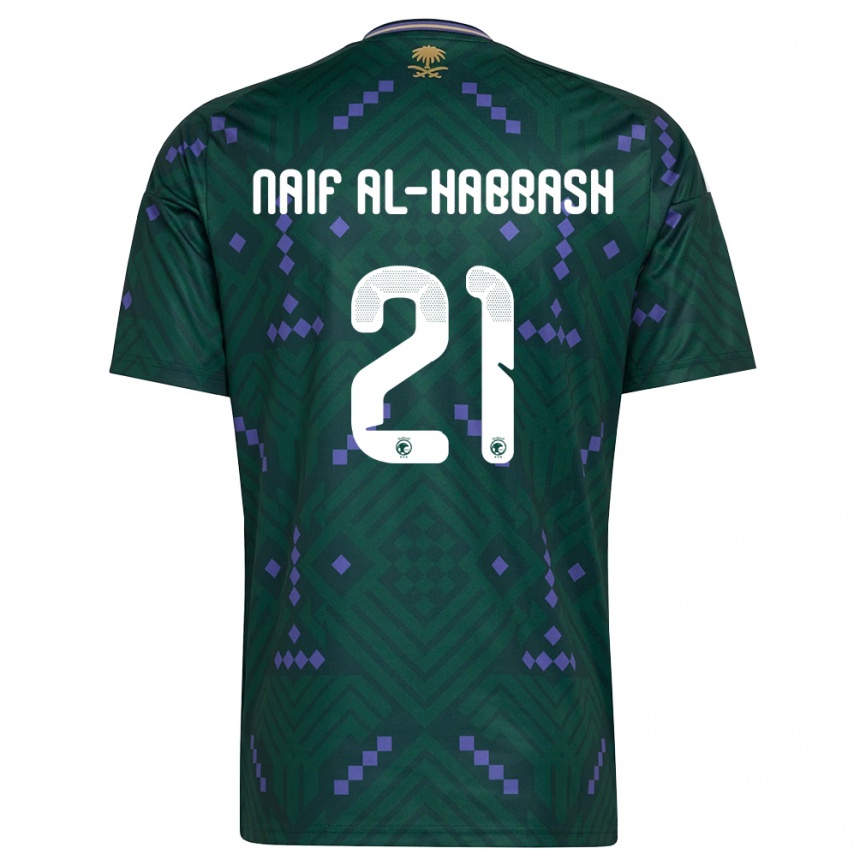 גברים כדורגל ערב הסעודית Azzam Naif Al-Habbash #21 ירוק סגול לבן ג'רזי ביתית 26-28