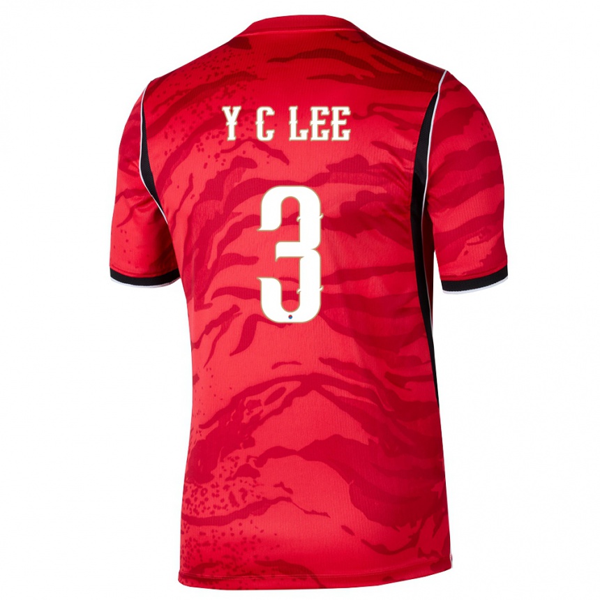 גברים כדורגל דרום קוריאה Ye-Chan Lee #3 אדום לבן שחור ג'רזי ביתית 26-28