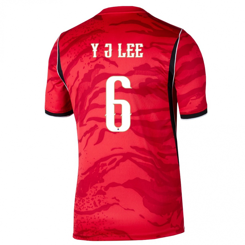 גברים כדורגל דרום קוריאה Young-Joon Lee #6 אדום לבן שחור ג'רזי ביתית 26-28