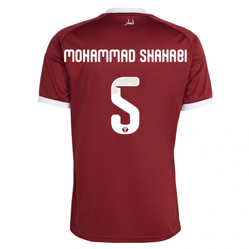 גברים כדורגל קטאר Ali Mohammad Shahabi #5 אדום בורדו לבן ג'רזי ביתית 26-28