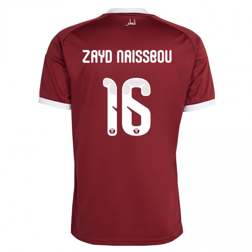 גברים כדורגל קטאר Mohammed Zayd Naissbou #16 אדום בורדו לבן ג'רזי ביתית 26-28