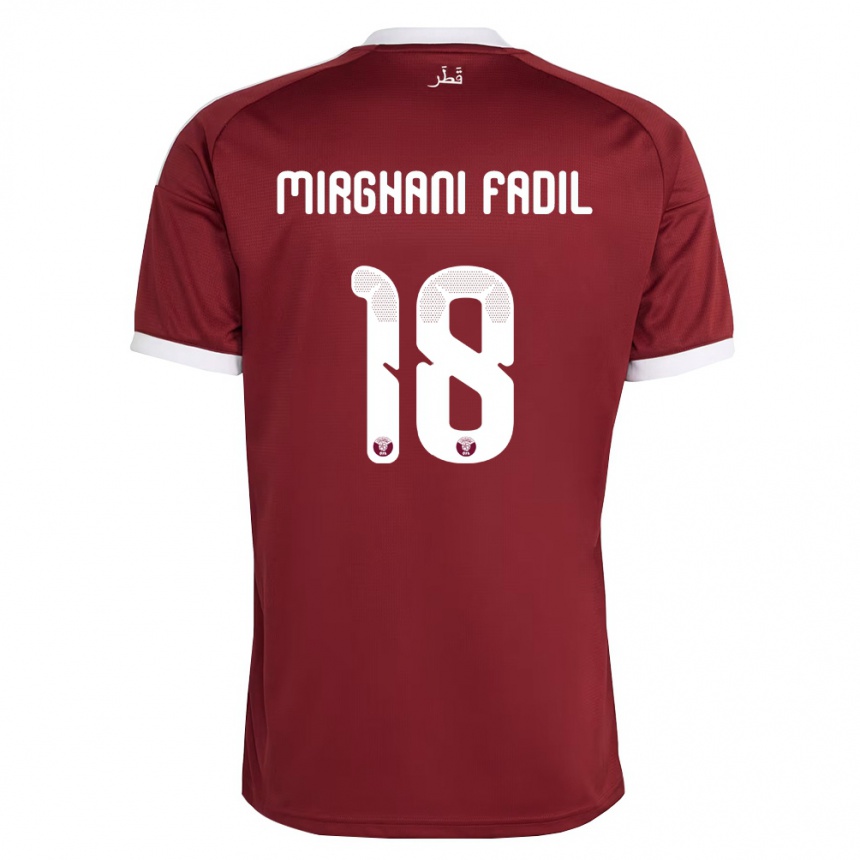 גברים כדורגל קטאר Awab Mirghani Fadil #18 אדום בורדו לבן ג'רזי ביתית 26-28