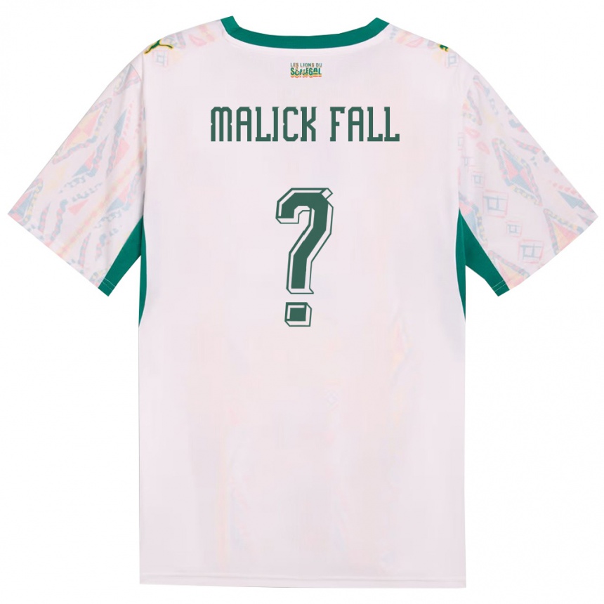 גברים כדורגל סנגל El Hadji Malick Fall #0 לבן ירוק צהוב ג'רזי ביתית 26-28