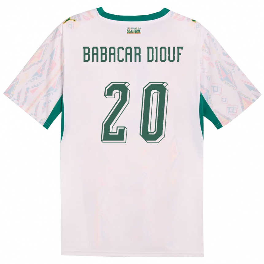 גברים כדורגל סנגל Khalifa Babacar Diouf #20 לבן ירוק צהוב ג'רזי ביתית 26-28