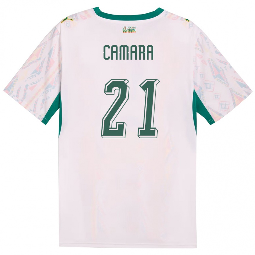 גברים כדורגל סנגל Mamadou Camara #21 לבן ירוק צהוב ג'רזי ביתית 26-28